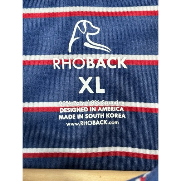 Rhoback Golf Polo Men’s XL Red White Blue US Flag 3 Button Stretch SS - Picture 4 of 13